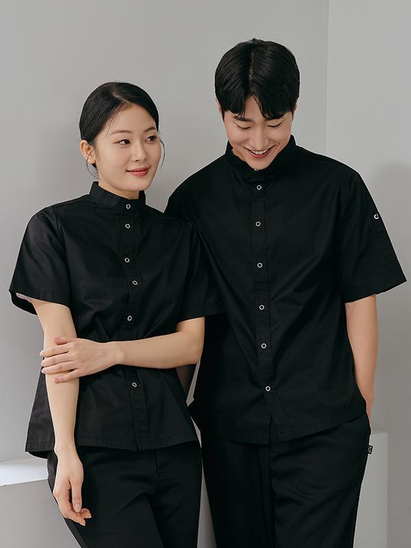 반팔 스탠딩 카라 베이직 조리복 