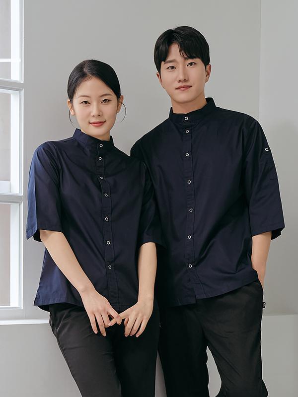 7부 스탠딩 카라 베이직 조리복 
