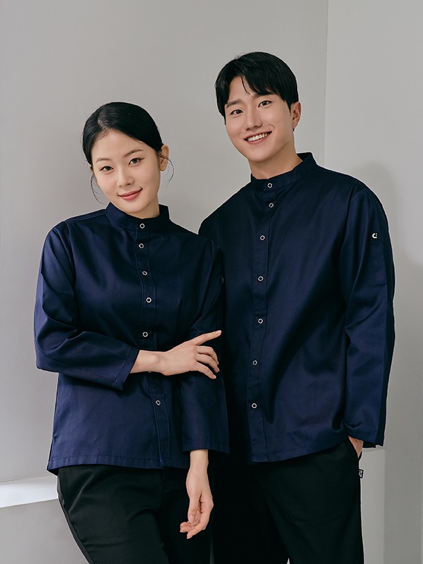 긴팔 스탠딩 카라 베이직 조리복
