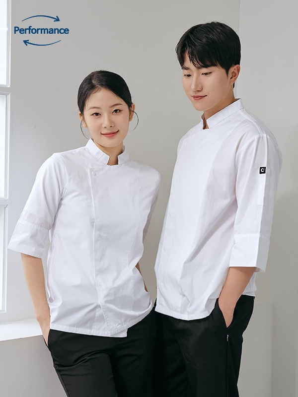 7부 스퀘어 카라 조리복