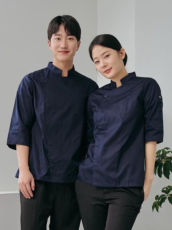 7부 스퀘어 카라 조리복