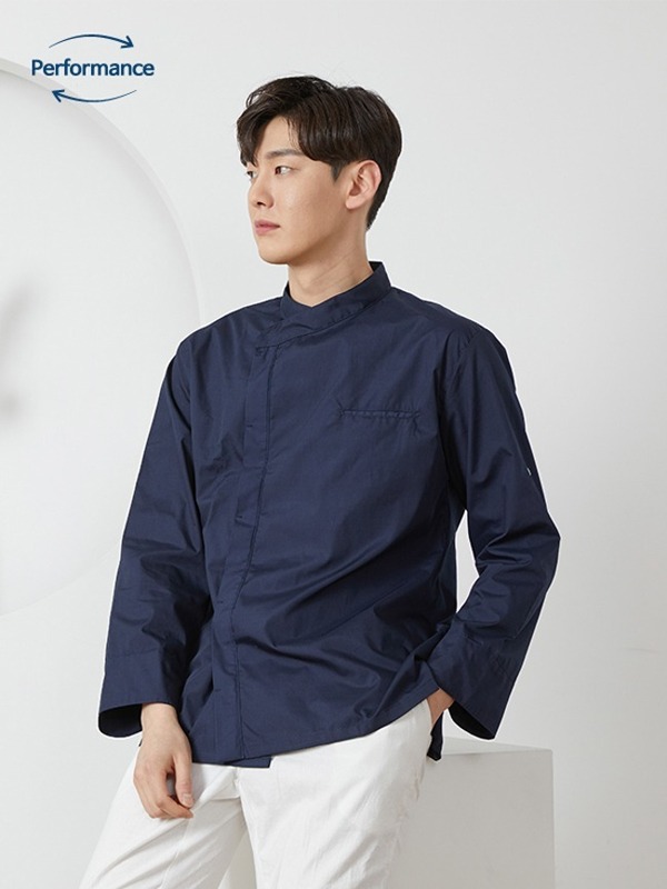 긴팔 하프 크로스넥 조리복