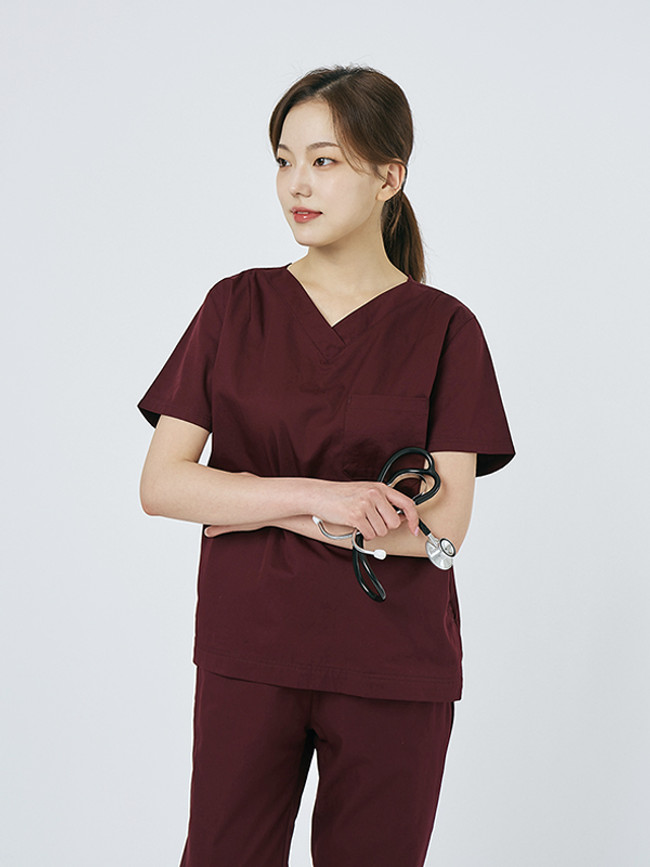 여성 V넥 쿨스판 베이직 스크럽 세트