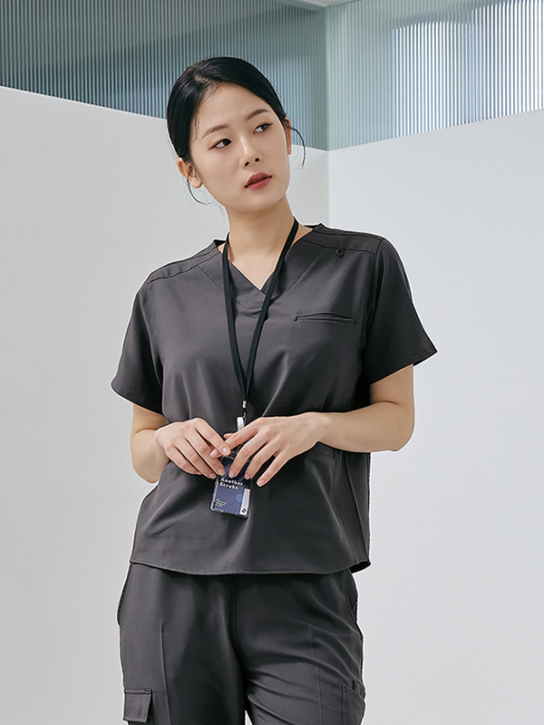 여성 V넥 히든포켓 카퍼쉴드 스크럽 티셔츠