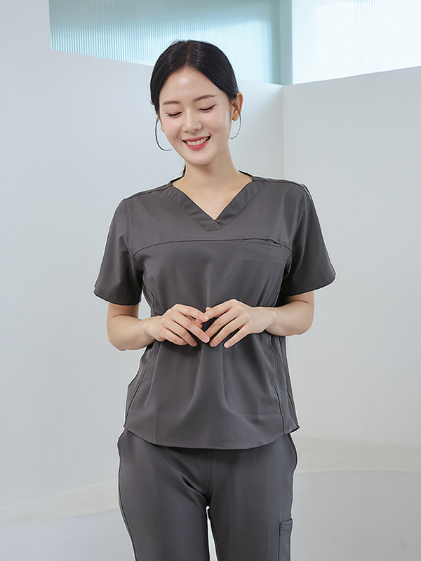 여성 V넥 더블라인 카퍼쉴드 스크럽 티셔츠