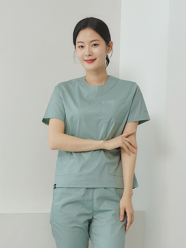 여성 크루넥 TC스판 베이직 스크럽 티셔츠