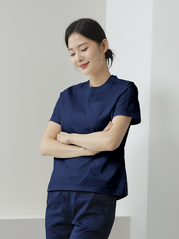 여성 크루넥 TC스판 베이직 스크럽 티셔츠