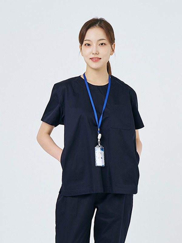여성 크루넥 쿨스판 베이직 스크럽 세트