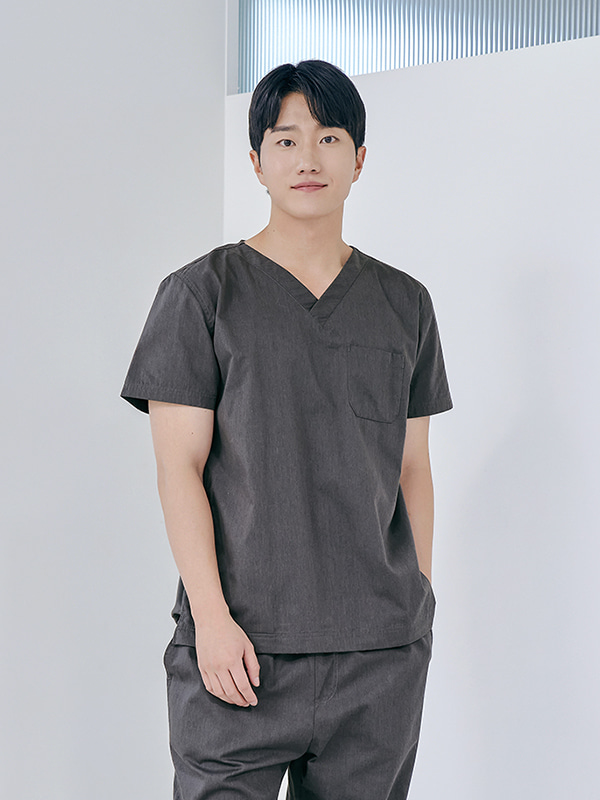 남성 V넥 쿨스판 스크럽 티셔츠