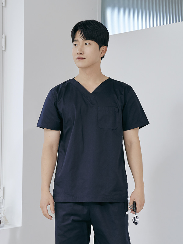 남성 V넥 쿨스판 스크럽 티셔츠