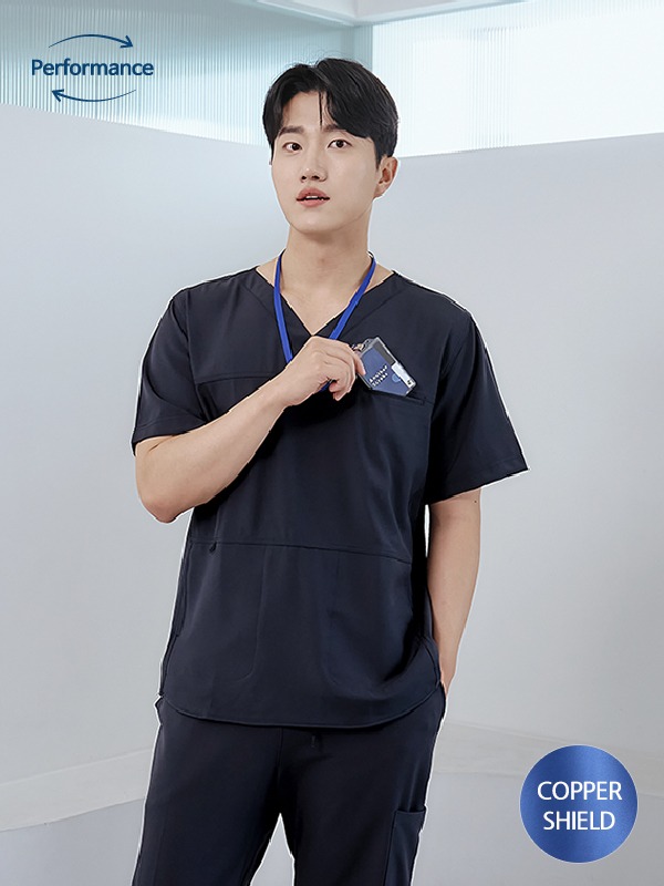 남성 V넥 더블라인 카퍼쉴드 스크럽 티셔츠