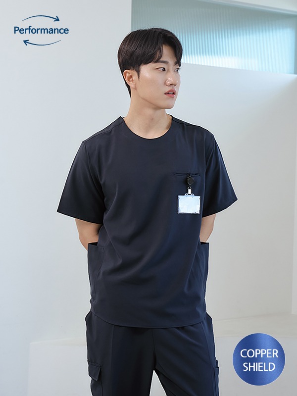 남성 크루넥 사이드포켓 카퍼쉴드 스크럽 티셔츠