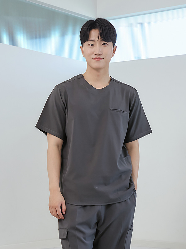남성 크루넥 사이드포켓 카퍼쉴드 스크럽 티셔츠