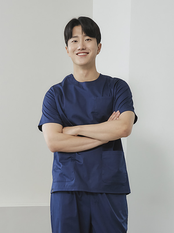 남성 크루넥 TC스판 베이직 스크럽 티셔츠