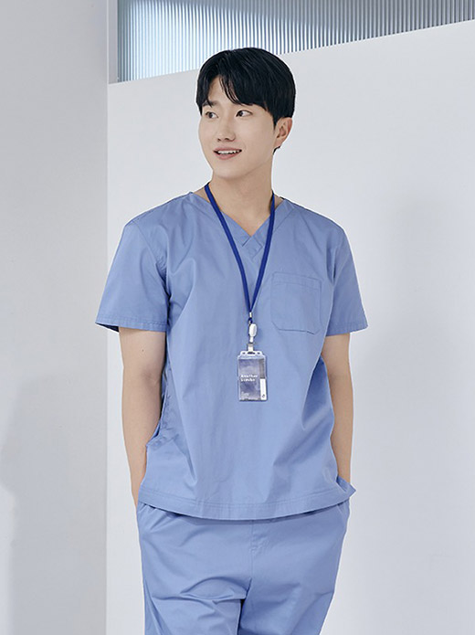 남성 V넥 쿨스판 베이직 스크럽 세트