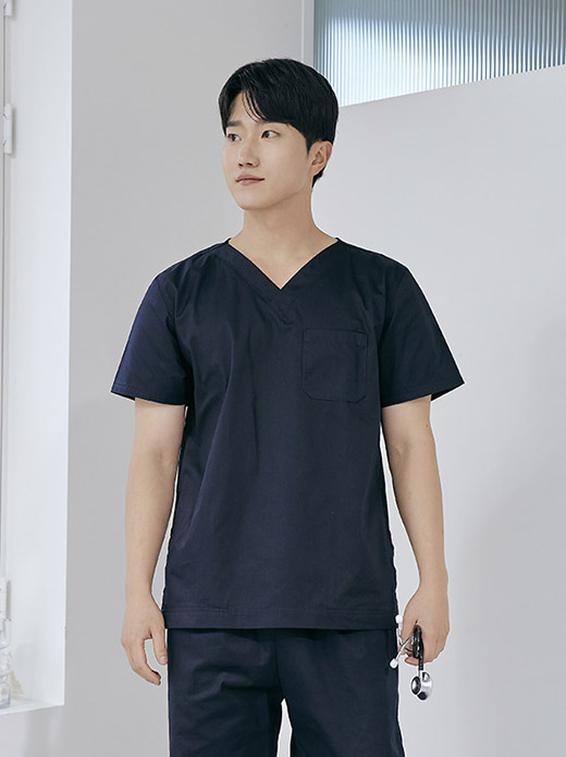 남성 V넥 쿨스판 베이직 스크럽 세트
