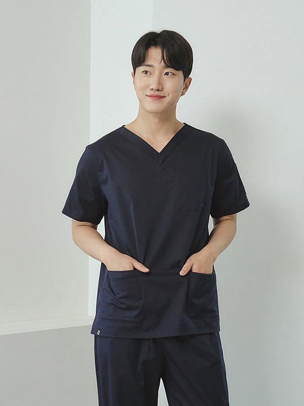남성 V넥 TC스판 베이직 스크럽 세트