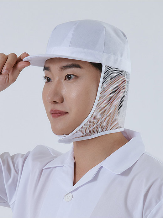남성 귀/턱덮개 망사 위생모