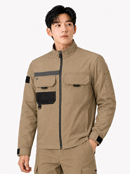 등판 메쉬 변형 베이지 점퍼 PR03J
