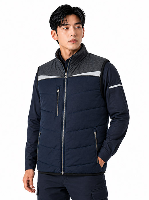 V퀄팅 블랙진 조끼 PR801