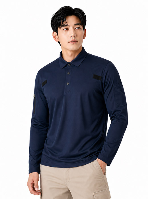 네이비 카치온 긴팔 티셔츠 PR02T