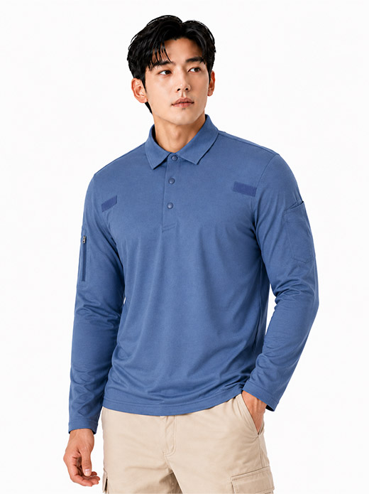 블루 카치온 긴팔 티셔츠 PR01T