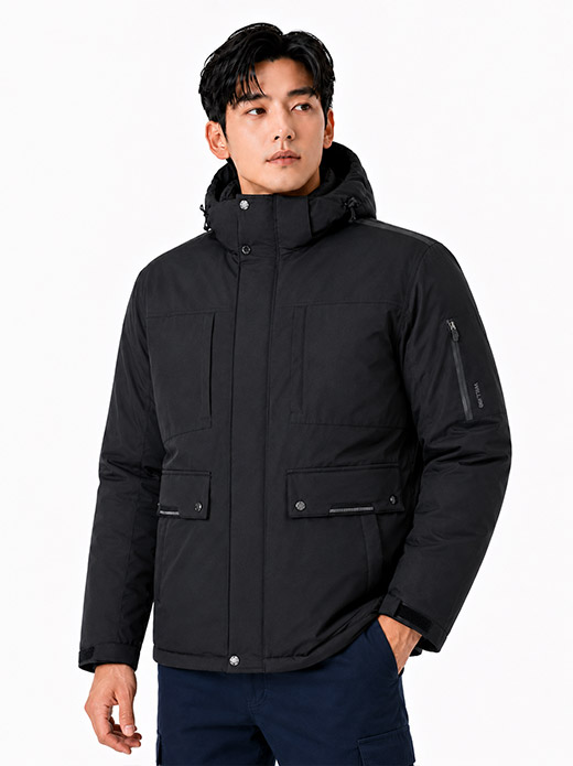 블랙 웰론 후드 점퍼 CT135