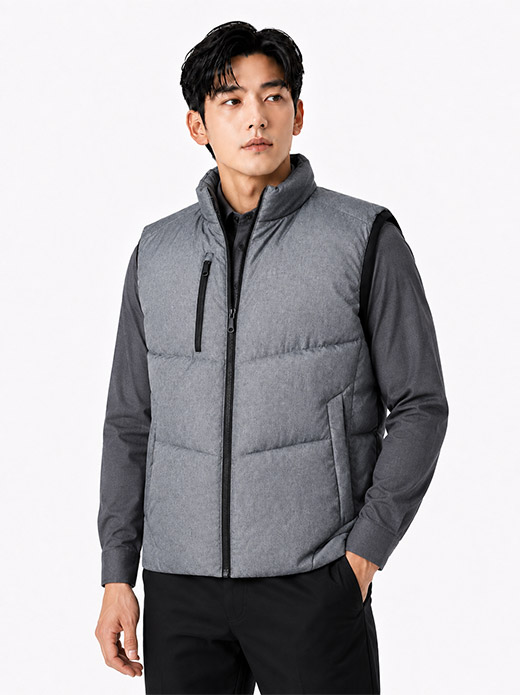 V퀄팅 그레이 포켓 조끼 CT804