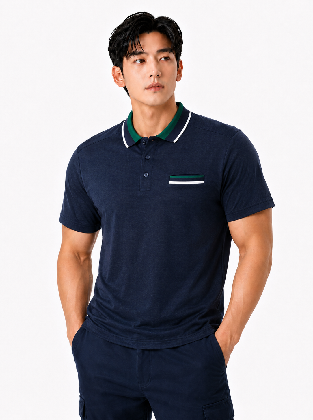 멀티컬러 시보리 네이비 티셔츠 TB-237
