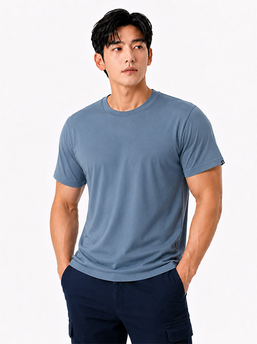 춘하 쿨론 라운드 티셔츠 그레이블루 MT-206