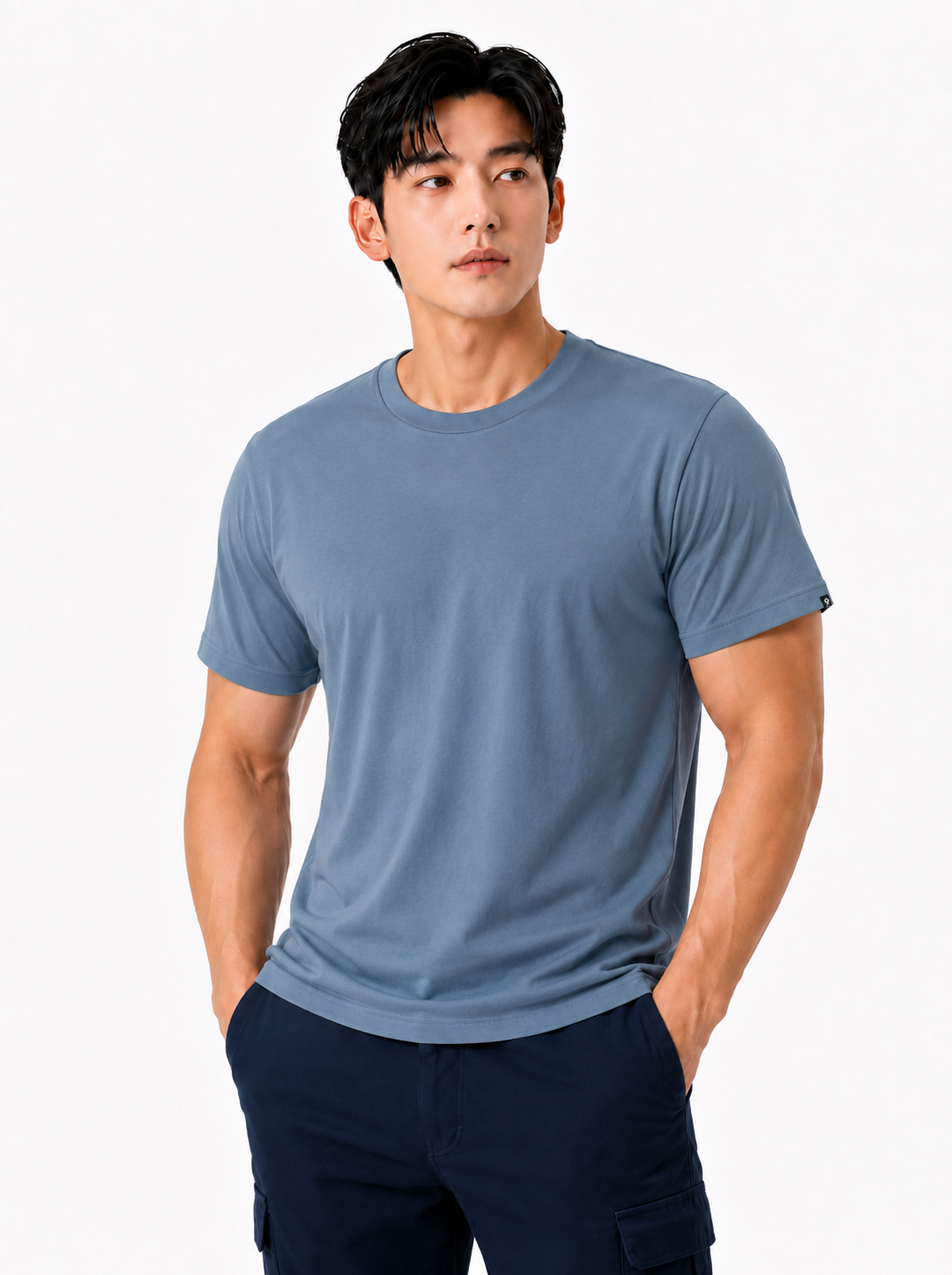 춘하 쿨론 라운드 티셔츠 그레이블루 MT-206