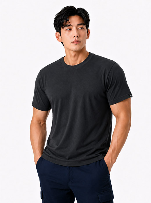 춘하 쿨론 라운드 티셔츠 챠콜 MT-208