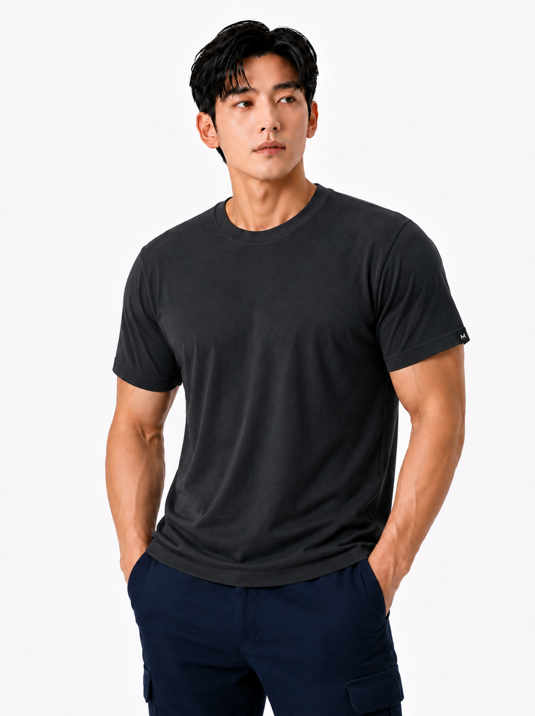 춘하 쿨론 라운드 티셔츠 챠콜 MT-208