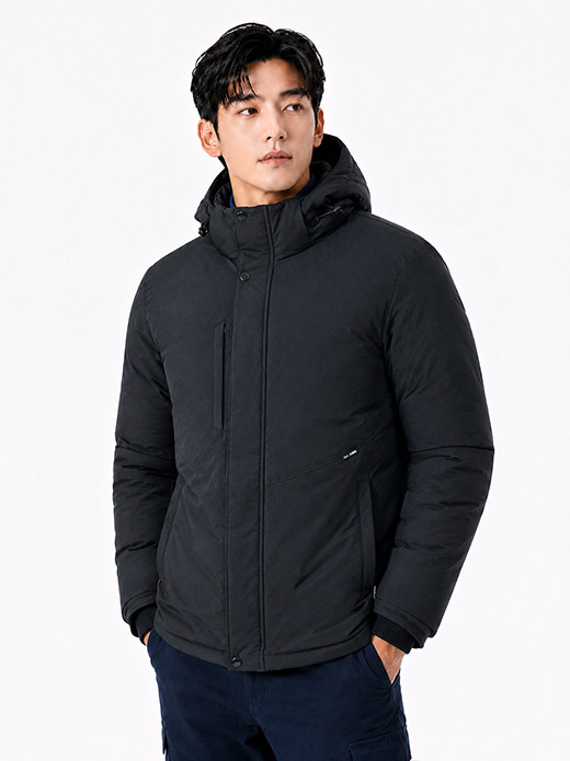 후드 탈부착 오리털 패딩 블랙 MK-3016J