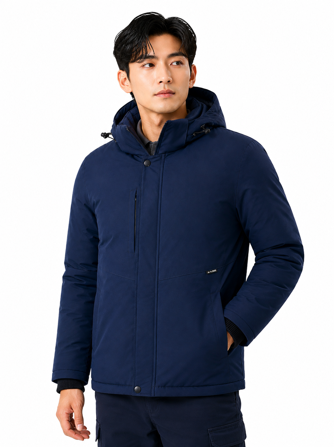후드 탈부착 오리털 패딩 네이비 MK-3015J