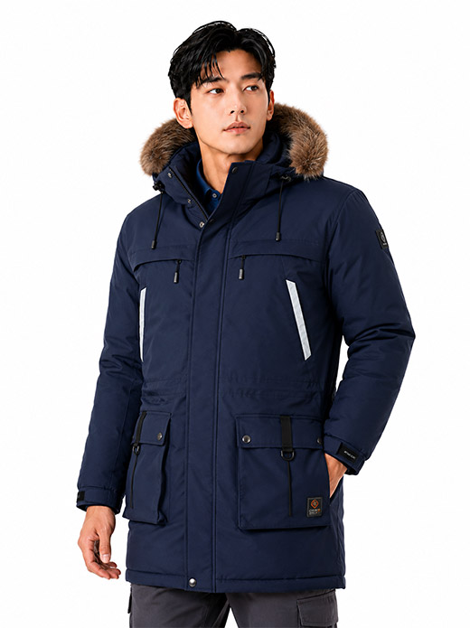 프리미엄 라쿤 웰론 롱파카 네이비 MK-4032J