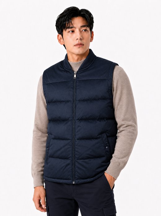 멜란지 스판 오리털 동복 패딩조끼 MK-762J 