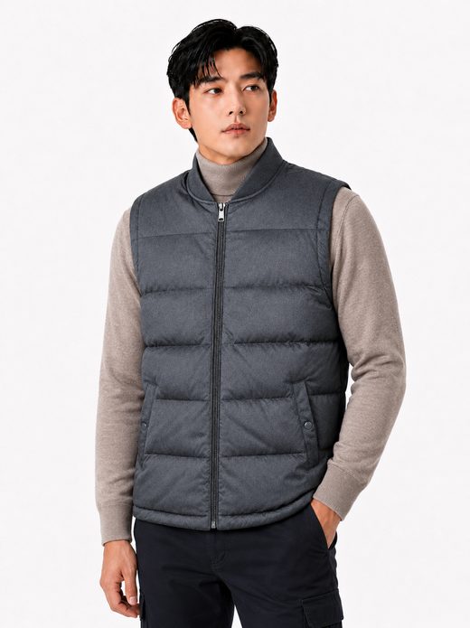 멜란지 스판 오리털 동복 패딩조끼 MK-761J