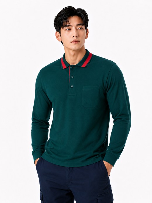 CVC 폴로 긴팔 티셔츠 그린 MT-1311P