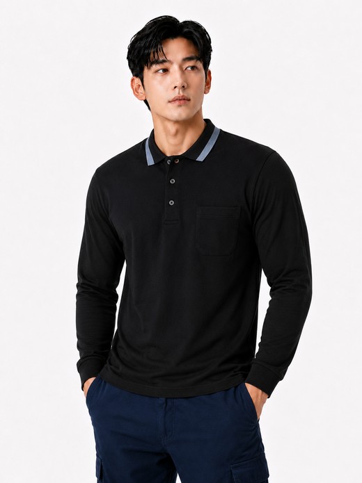 CVC 폴로 긴팔 티셔츠 블랙 MT-1314P