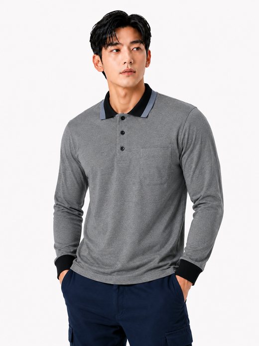 CVC 폴로 긴팔 티셔츠 멜란지 MT-1313P