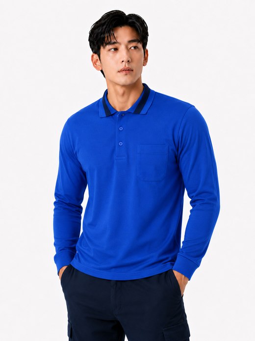 CVC 폴로 긴팔 티셔츠 코발트 MT-1312P
