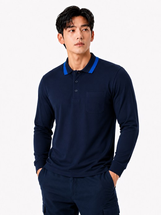CVC 폴로 긴팔 티셔츠 네이비 MT-1312P