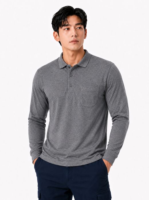 30수 콤마면 긴팔 티셔츠 다크멜란지 MT-1212P