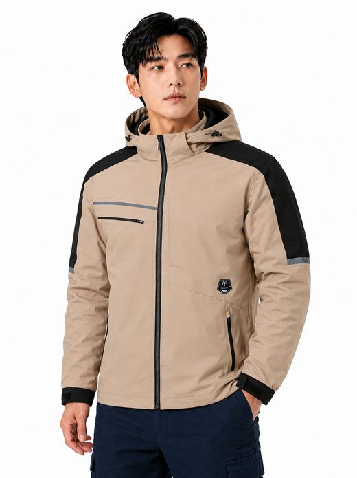 3IN 플리스 내피 후드탈부착 자켓 베이지 MK-681