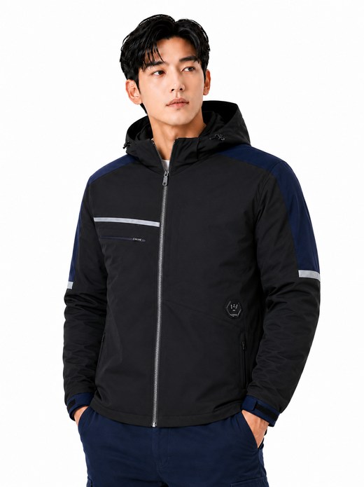 3IN 플리스 내피 후드탈부착 자켓 블랙 MK-682
