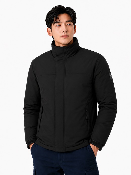 미들 퀄팅 세미오버핏 오리털패딩 블랙 MK-319