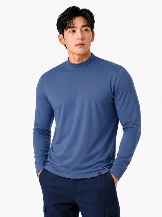 반폴라 기모 티셔츠 블루 6133