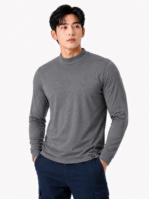 반폴라 기모 티셔츠 그레이 6134