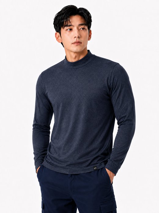 반폴라 기모 티셔츠 네이비 6135